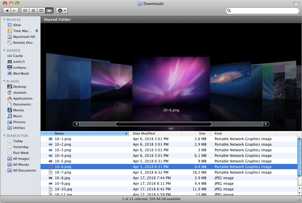 Mac OS X 10.6 Snow Leopard Finder Cover Flow (2009)